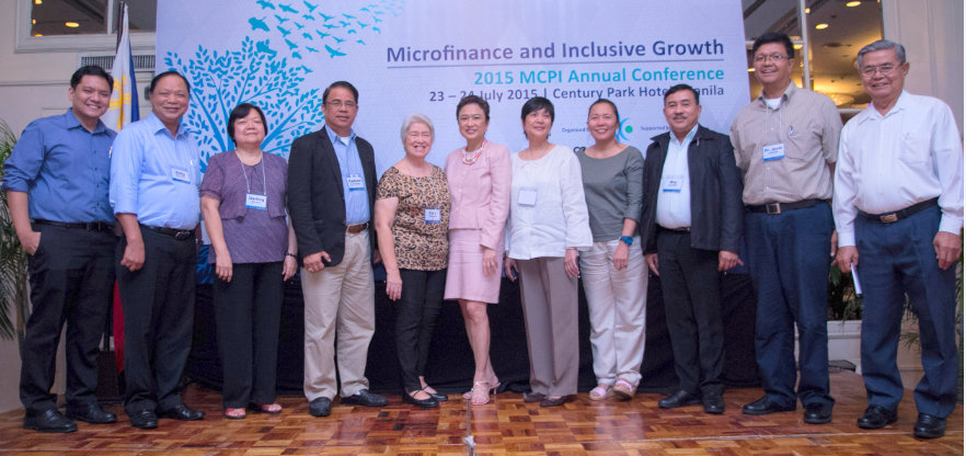 Commission on Filipinos Overseas Secretary Imelda Nicolas (6th from left) led the oath-taking of members of the MCPI Board of Trustees for 2015-2016. (From left) MCPI Executive Director Allan Robert Sicat and the Board  composed of ASKI’s Mr. Rolando Victoria, PBC’s Ms. Cristina Bulaon (representing Ms. Carmelita Bilaoen), PMPC’s Mr. Gadwin Handumon, NWTF’s Ms. Corazon Henares (representing Dr. Cecilia del Castillo), Secretary Nicolas, KDCI’s Ms. Maria Anna Ignacio, CEVI’s Ms. Maria Rosario Apostol, TSKI’s Mr. Angelo Solarte, SEDP-Simbag’s Fr. Jose Victor Lobrigo, and MILAMDEC’s Mr. Antonio Sevillano, Jr.