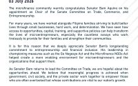 Statement of Support on Sen. Bam Aquino’s Appointment as Chair of the Senate Committee on Trade, Commerce, and Entrepreneurship